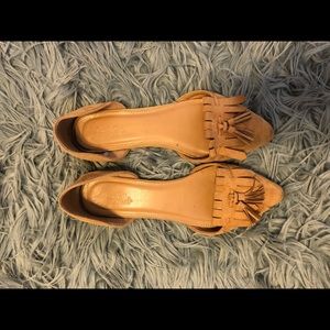 Tan Flats with Tassle Front Detail